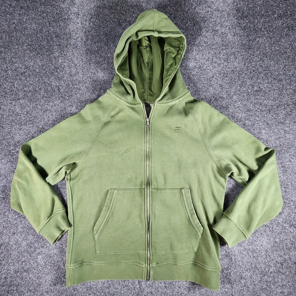 Fabletics Hoodie Men's Large Slim Fit Olive Green Full Zip Jacket Performance‎